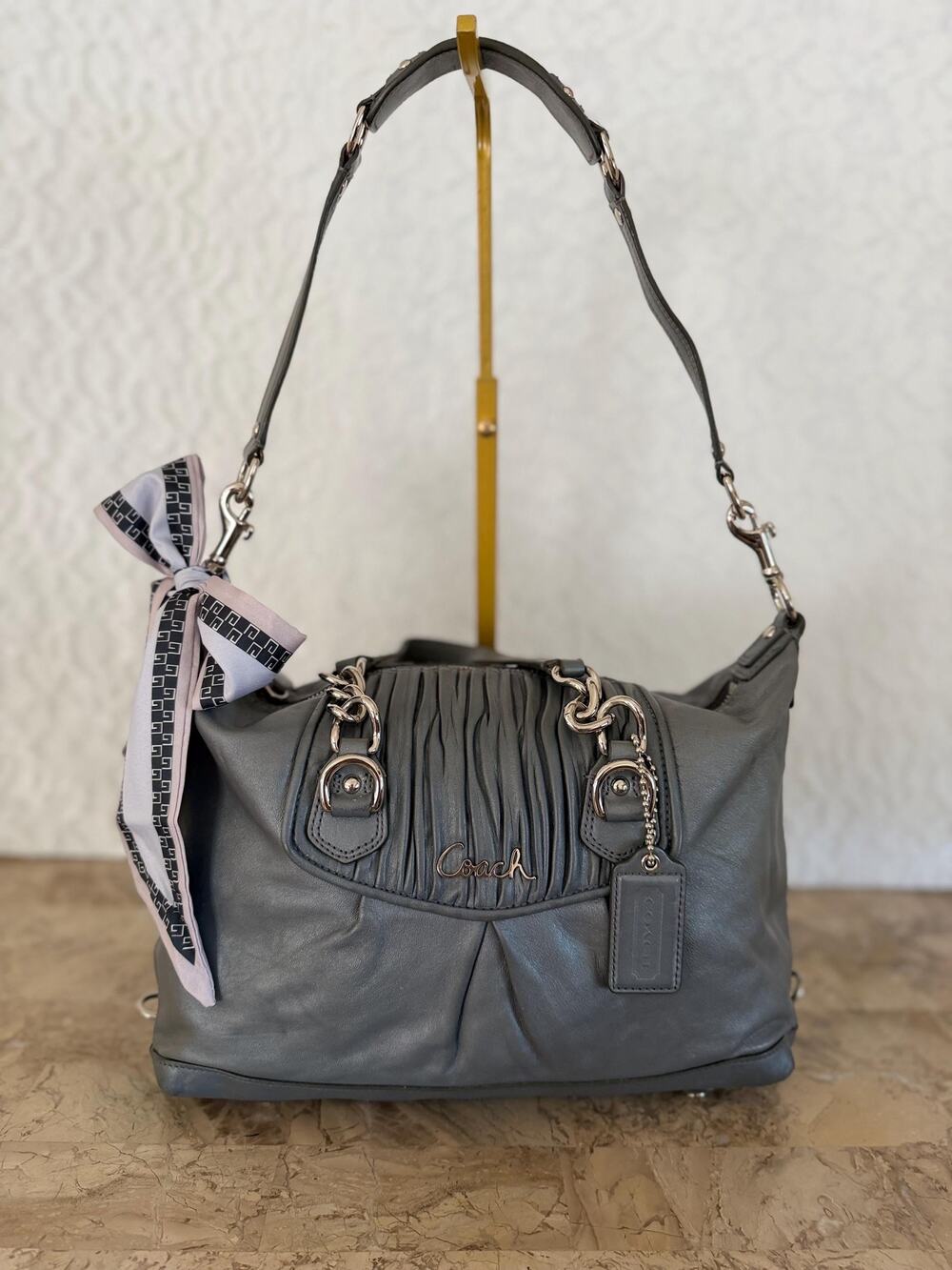 Convertible Coach Sabrina/Ashley pink /mauve leather satchel shoulder bag F17647